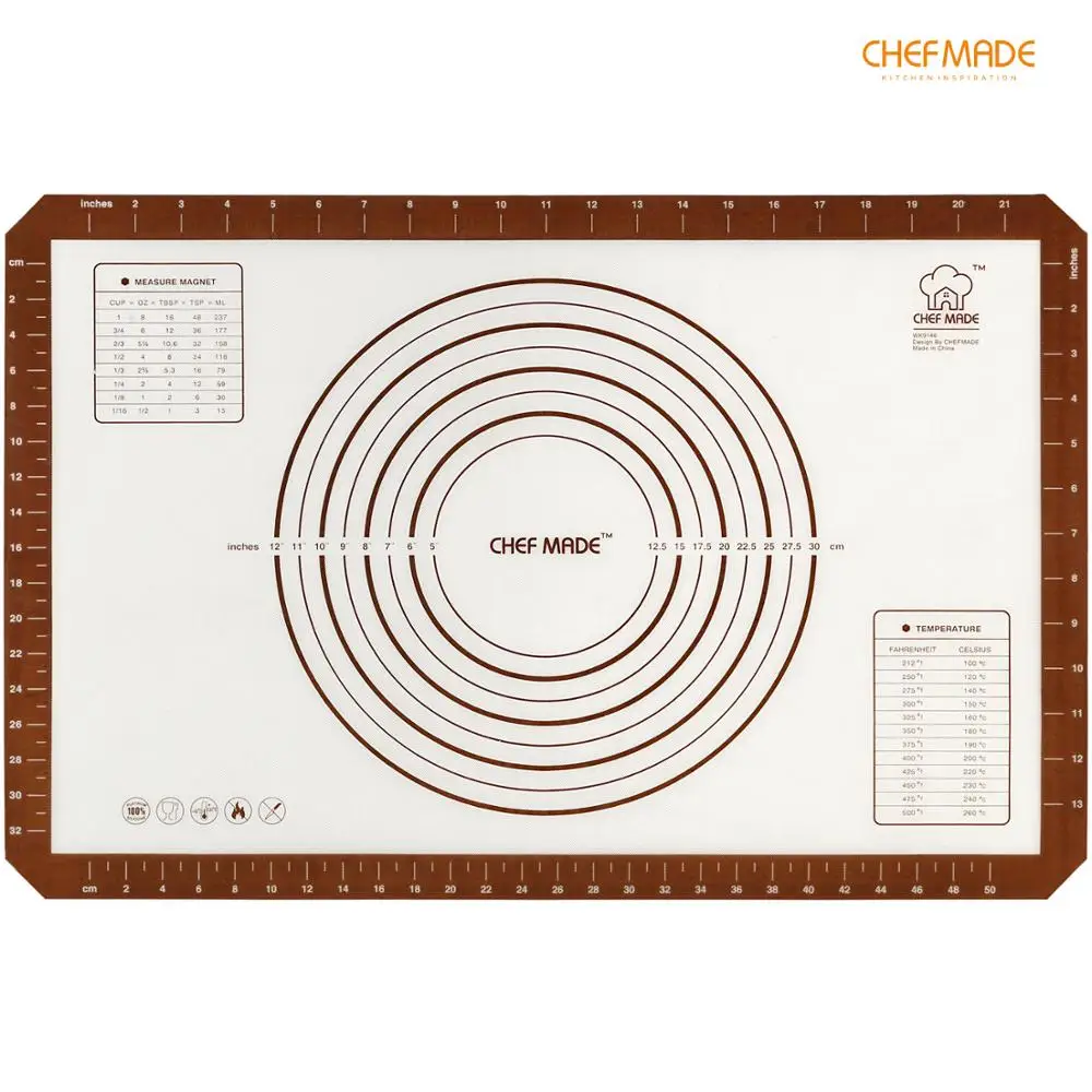 CHEFMADE нескользящий Силиконовый кондитерский коврик с измерениями 23," x 15,7" жаростойкий для раскатки теста коврик, прилавок