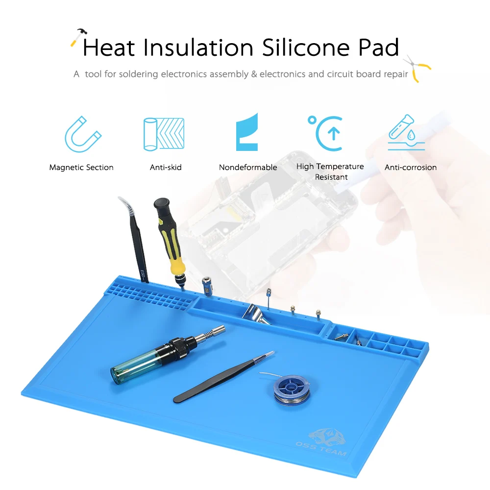 

Magnetic Heat Insulation Pad for BGA Soldering Station soldering iron Repair Mat High Temperature Maintenance Silicone Platform