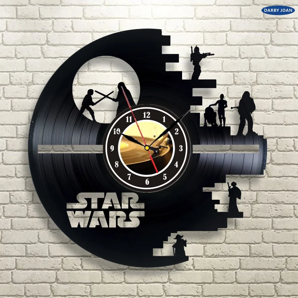 Free Shipping 1 Piece Decorative Clocks Star Wars Droid Vintage LP Vinyl Record Clock Creative