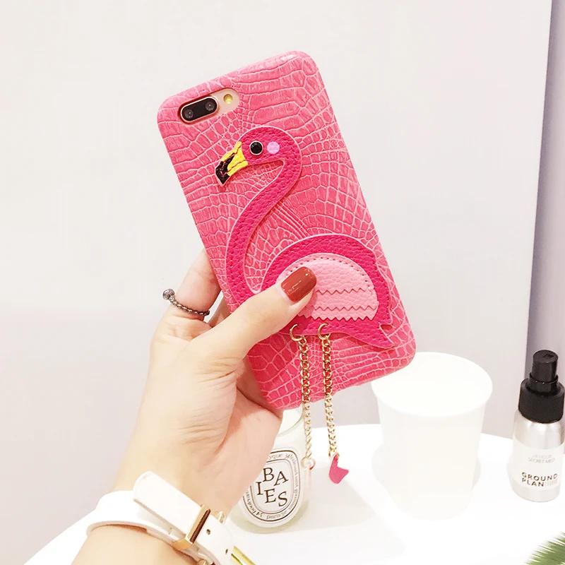 Cute Phone Case For iPhone 7 8 Plus For iPhone X Cover Flamingo Metallic leather TPU Cases Fashion Back Cover Cc (11)