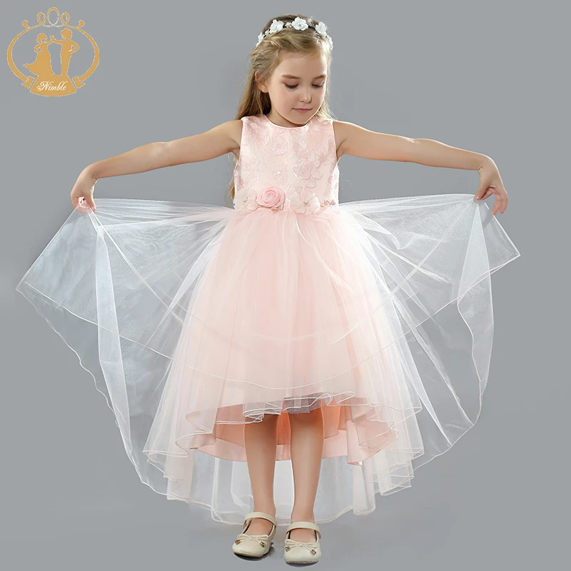 Nimble/платье для девочек жаккард с цветами из органзы платье принцессы для девочек vestidos vestido infantil, Детские платья для девочек