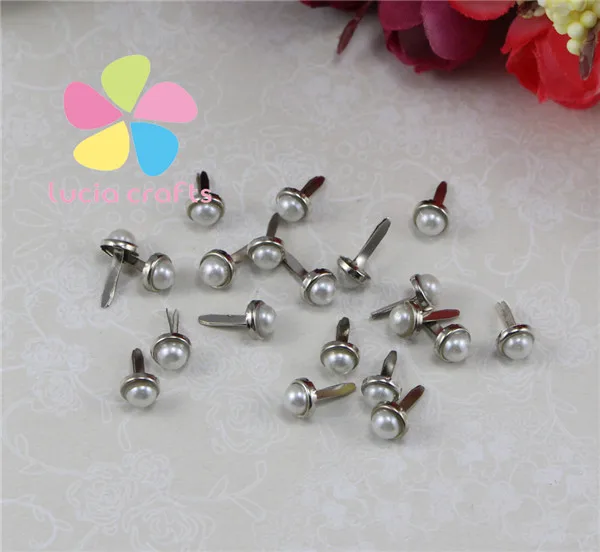 Free shipping wholesale DIY multi option 6mm Scrapbooking pearl Brads