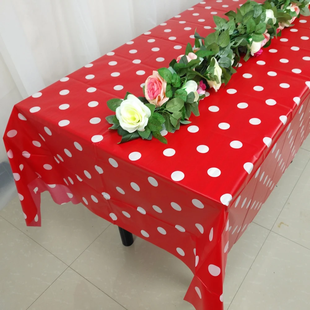 Wipe Clean Party Kitchen Birthday Waterproof Dining Rectangular Cover Desk Polka Dot Disposable Protective Table Cloth Wedding