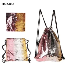 Сумка рюкзак на шнурке двухцветные блестки Портативный рюкзак на шнурках для путешествий Добро пожаловать, Прямая