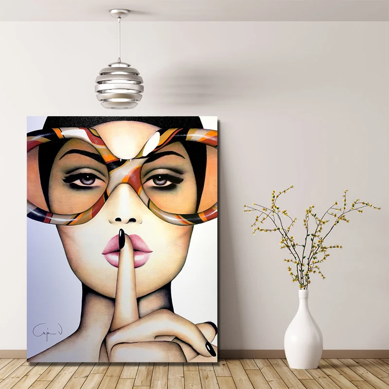 Modern Hot sale Figure Painting Canvas Poster&Prints Custom Wall Art Painting Fashion Girl Wall Picture Bedroom Home Decor