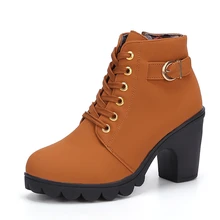 8.5 CM High Heels Classic Shoes Woman Female Round Toe Martin Boots Thick Heel Platform Women Shoes Ankle Boots botas mujer prova perfetto women knee high boots straps platform rubber shoes woman chunky high heel long botas mujer handmade martin boot
