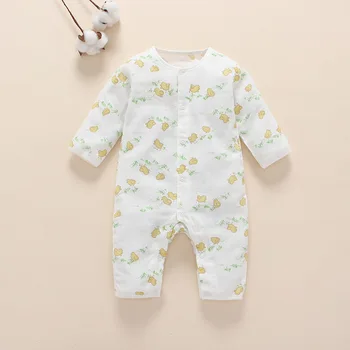 

-Baby Clothes Jumpsuits Buttons-Up 100% Cotton Long-Sleeves Cute Absorbent Breathable Coveralls 3-12 Months