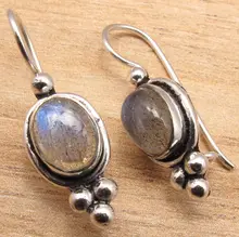 Brilla Desde Todos Los Ángulos! Revestimiento de plata LABRADORITA Pendientes de TRABAJO HECHO A MANO NUEVO