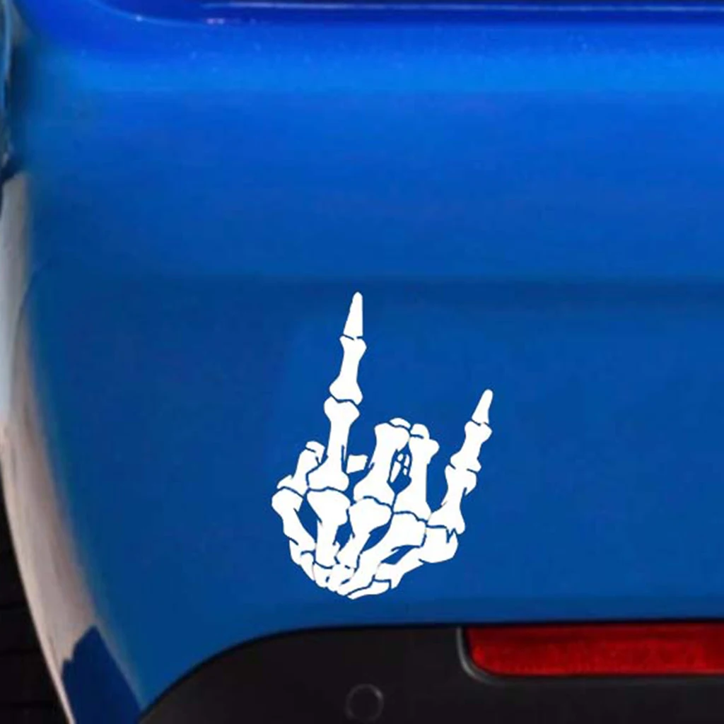 Dovewill Rock Finger Skeleton Hand Cartoon Vinyl Decal Sticker (7inch Tall) Rock on Skeleton Hand Sticker 