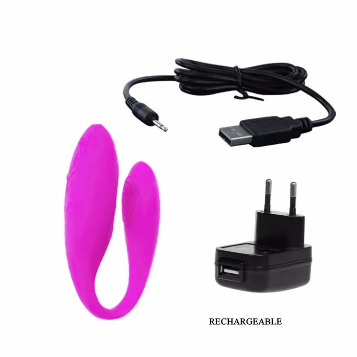  Bonito amor doble Dophin recarga 30 velocidades remoto inalámbrico G punto Clitoris vibrador diseña