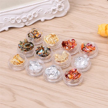 

12 Box Nail Art Gold Silver Copper Rainbow Foil Paillette Chip Design Decoration