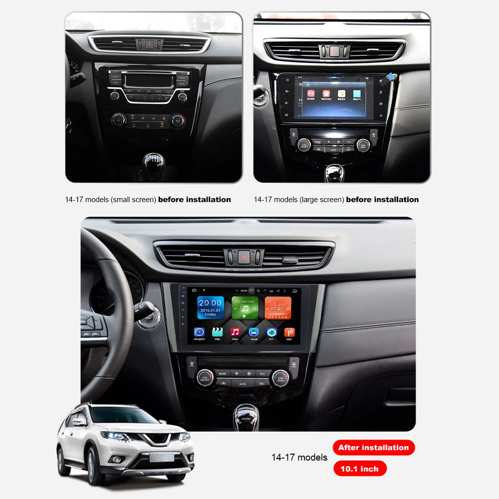 Excellent Eunavi 10.2" Android 9.0 Car GPS Radio Player for Nissan X-Trail Qashqail 2014-2017 with Octa Core 4GB+32GB Stereo Multimedia 1