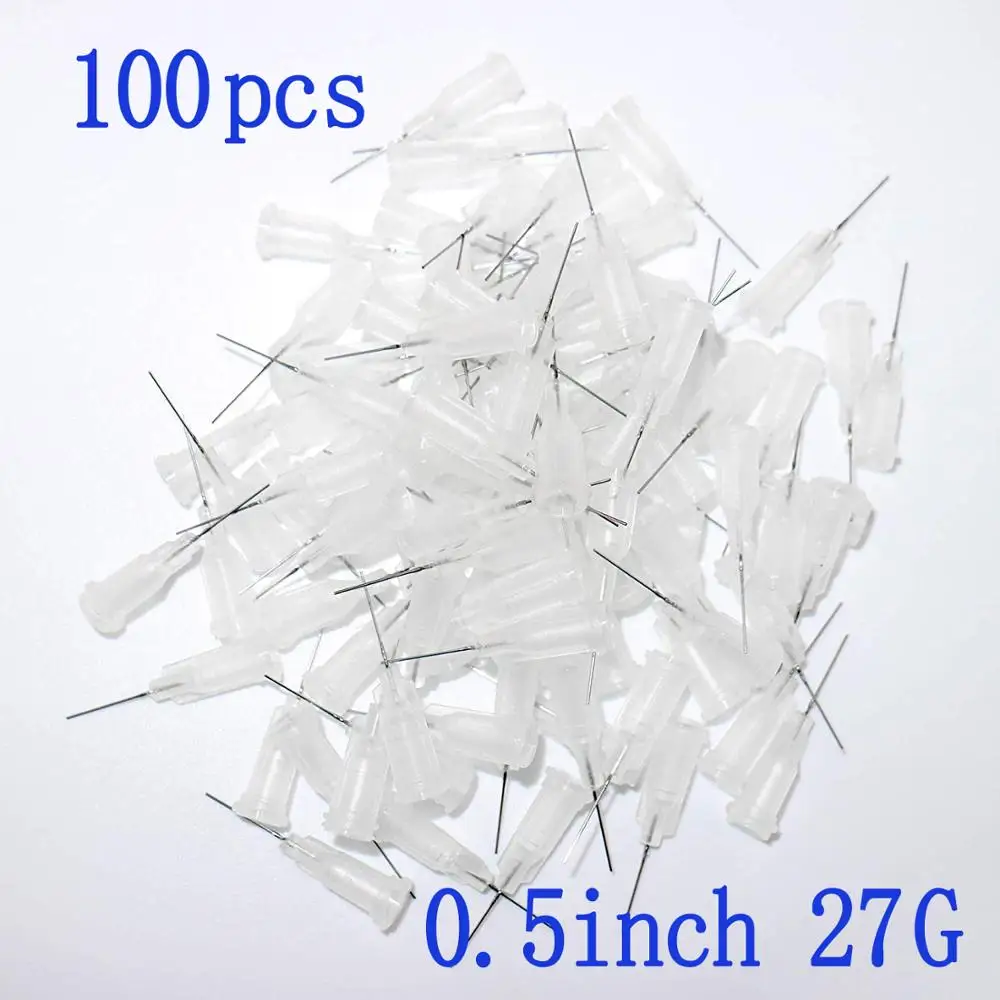 

100pcs,Dispensing Needles Syringe Needle 27Gauge x 0.5"(0.5inch Length) Blunt Tip with Luer Lock For Mixing Many Liquid ( 27Ga )
