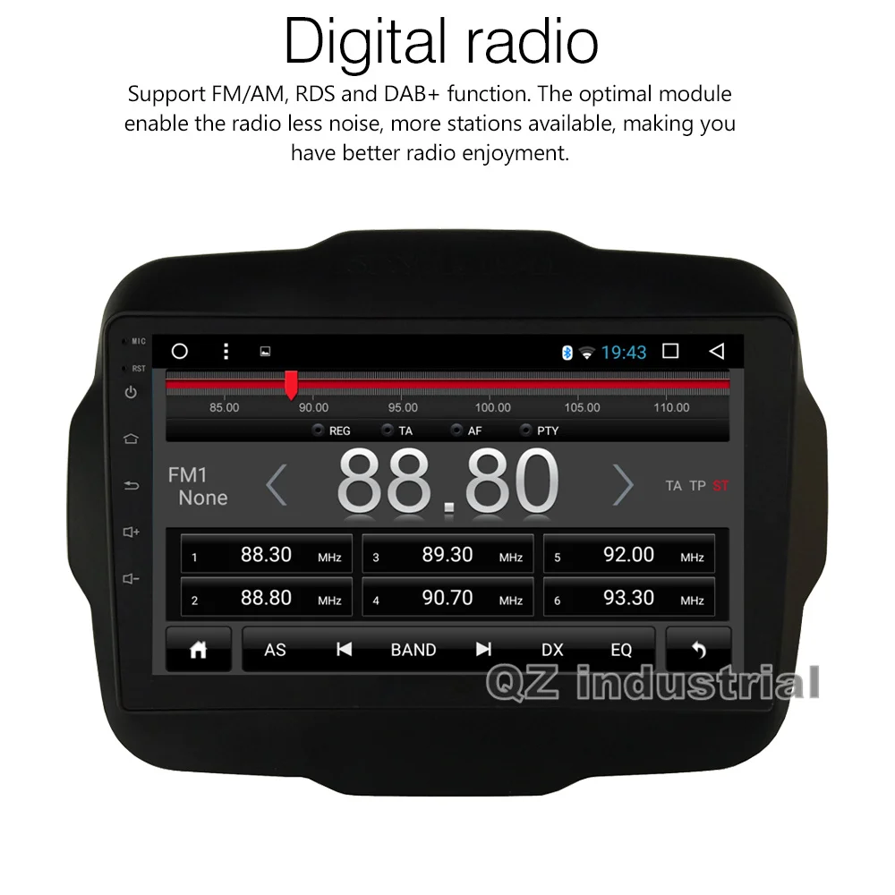 Sale QZ industrial HD 9" IPS 2.5D Android 8.1 T8 for JEEP RENEGADE Car DVD player with Canbus Radio Navi 3G 4G GPS WIFI BT RDS Map 2