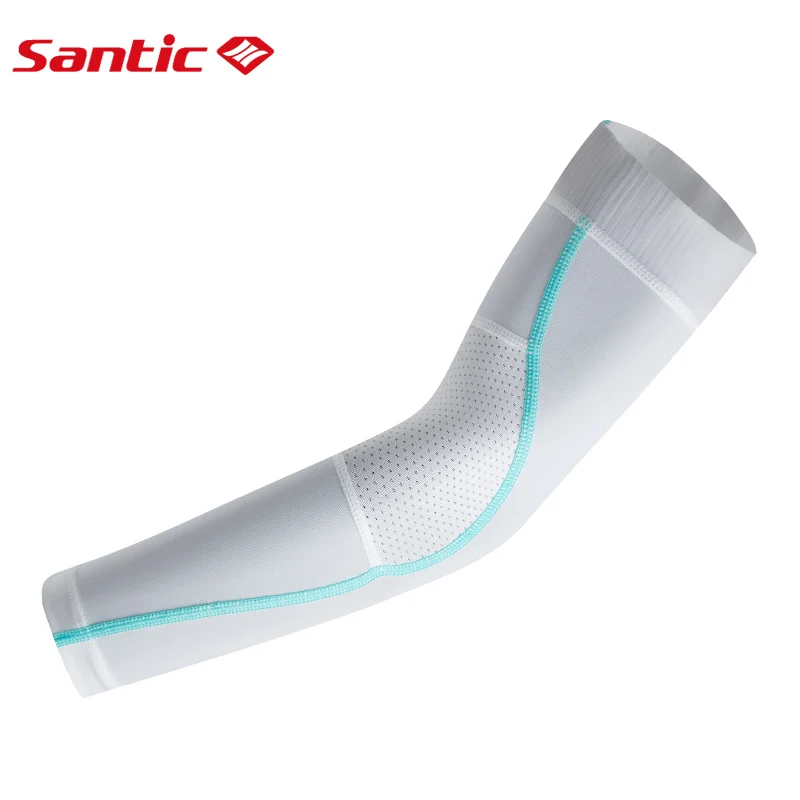 Santic велосипедные гетры для рук, прохладное ощущение, защита от ультрафиолета, для спорта на открытом воздухе, баскетбола, бейсбола, рукава для рук, Азия, S-XL, 7C08019 - Цвет: green arm warmer