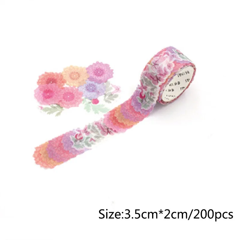 Маскировочная бумага для скрапбукинга цветочные лепестки лента 200 шт/рулон Липкая Бумага васи лента наклейка