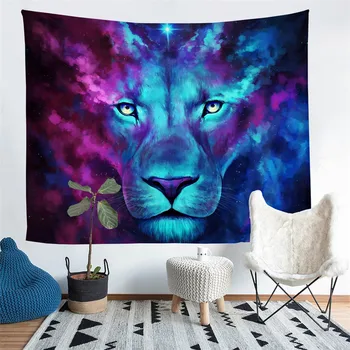 

HELENGILI Home Furnishing Lion Tapestry Wall Hanging Sandy Beach Picnic Throw Rug Blanket Camping Tent Sleeping Pad