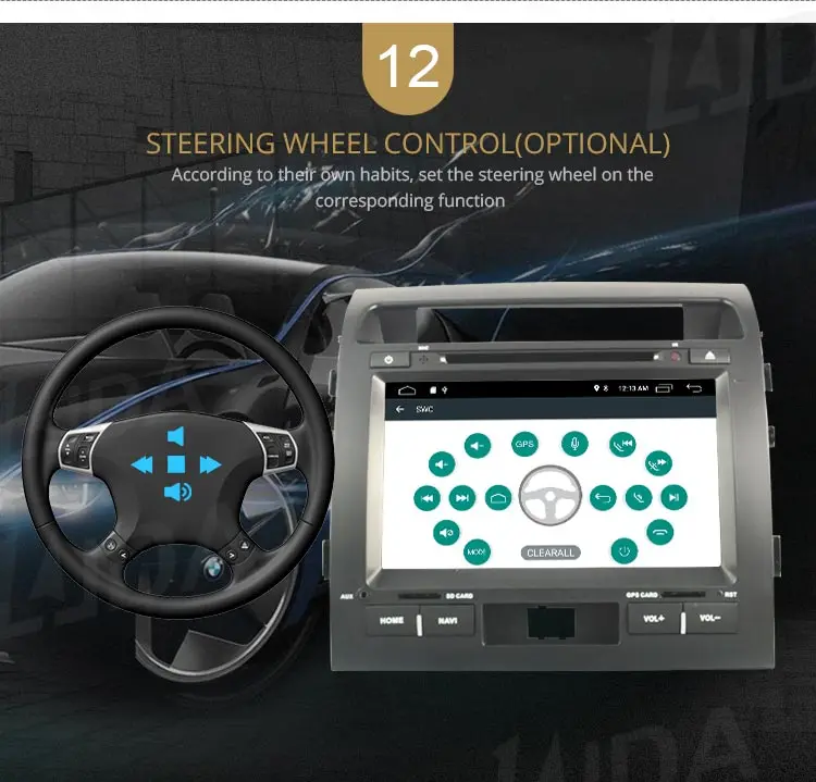 Flash Deal LJDA 2 Din Android 9.1 Car DVD Player For Toyota LAND CRUISER  LC200 2008-2014 Wifi GPS Radio 2G+16G Quad Core Multimedia Stereo 14