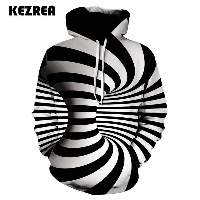 Geometric Vortex Printed Hoodies Men 3d Hoodies Black Sweatshirts Boy Jackets Pullover Fashion Tracksuits Streetwear Out Coat