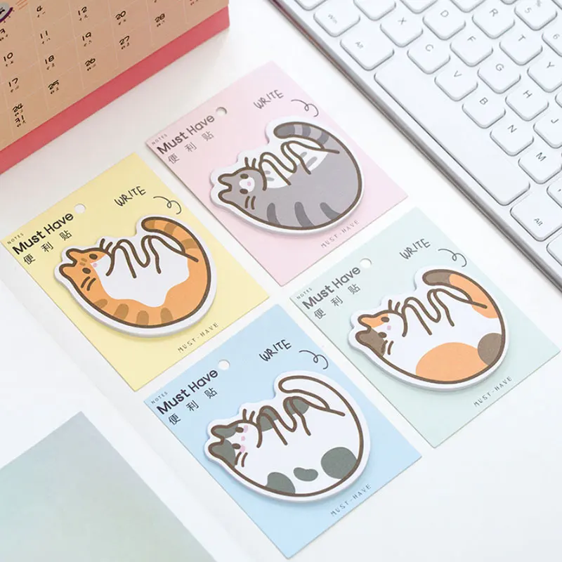 

4 pcs/lot Naughty cat memo pad paper Post notes sticky notes notepad kawaii stationery papeleria school supplies kids gifts
