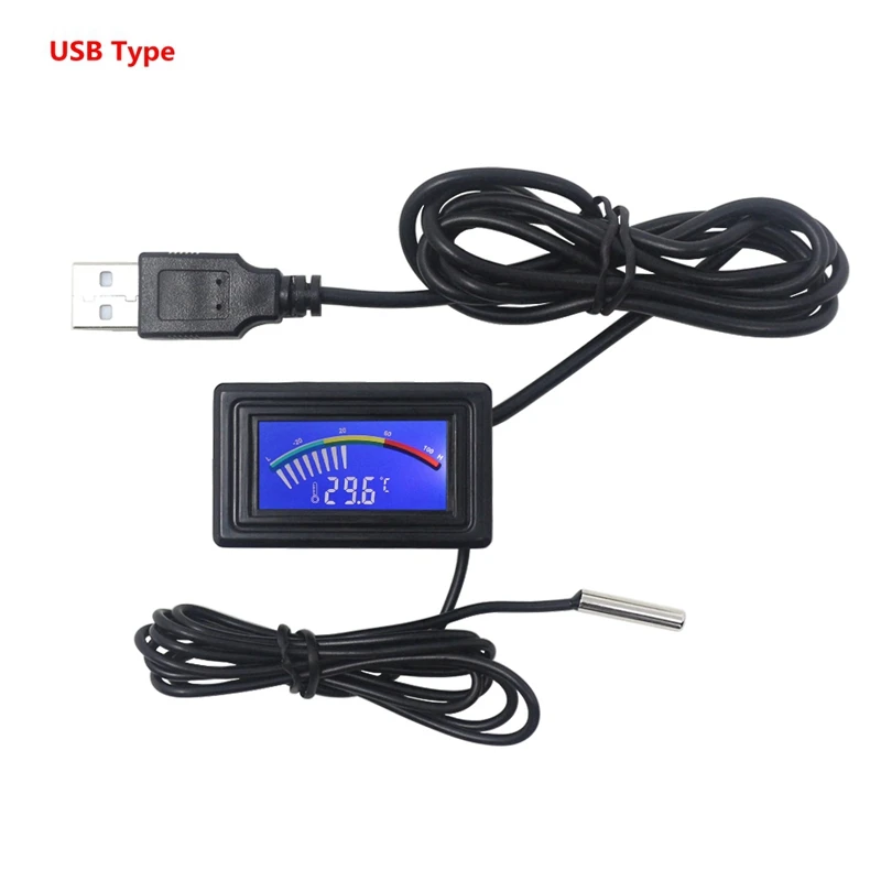 Ketotek usb 온도계 LCD 디지털 포인터 자동차 수온 측정기 게이지 C F MOD 컴퓨터 PC 수족관 보일러