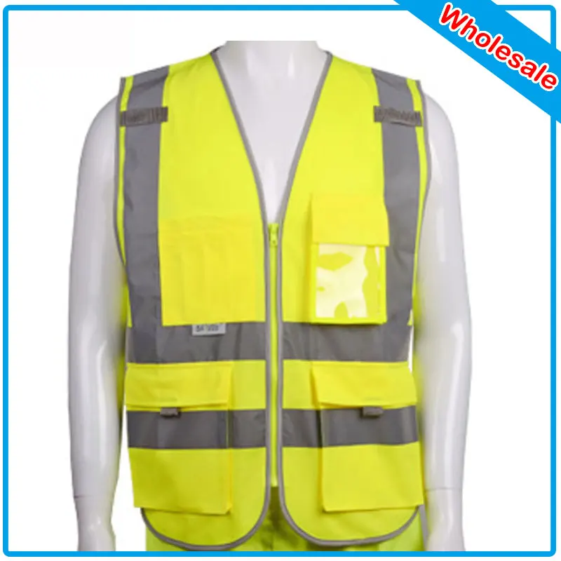 

29 Pcs Polyester Material Visibility Security Safety Vest Jacket Reflective Strips Orange Yellow Work Wear Uniforms Clothing