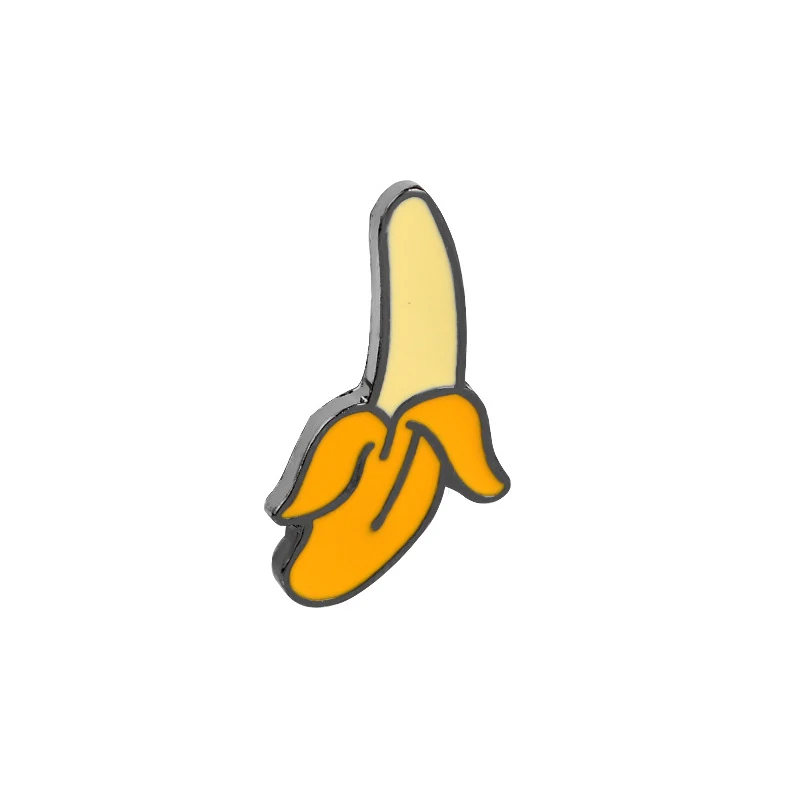 Мультяшная фруктовая брошь, банан, апельсин, арбуз, яблоко, киви, вишня, персик, эмалированная булавка, броши для женщин, детей, подарок, пиджаки, значок - Окраска металла: banana 1