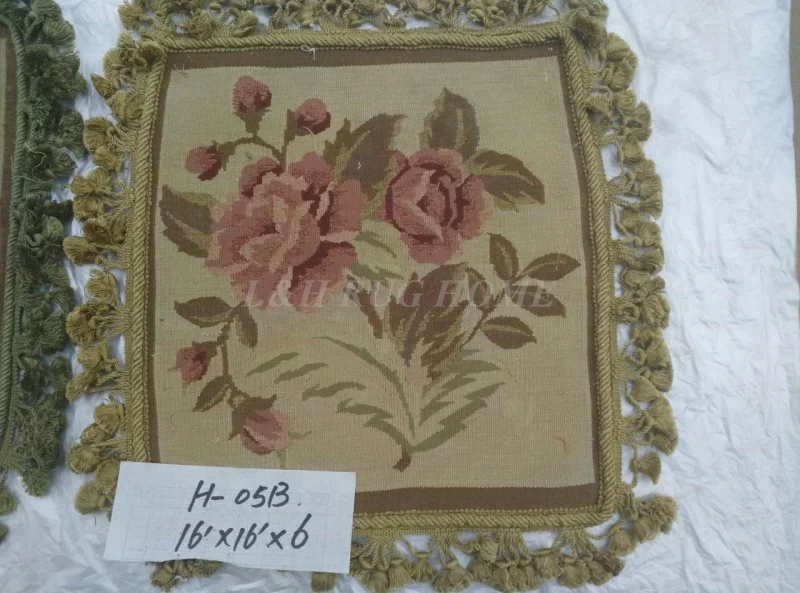 1" x 16"(40x40 см) Aubusson ручное Тканое одеяло, новозеландская шерсть подушка ручной работы, без вставок