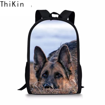 

THIKIN Cute German Shepherd Printed Student Schoolbags 3D Animal Kids Backbag Children School Backpack Girls Laptop Travel Bolsa