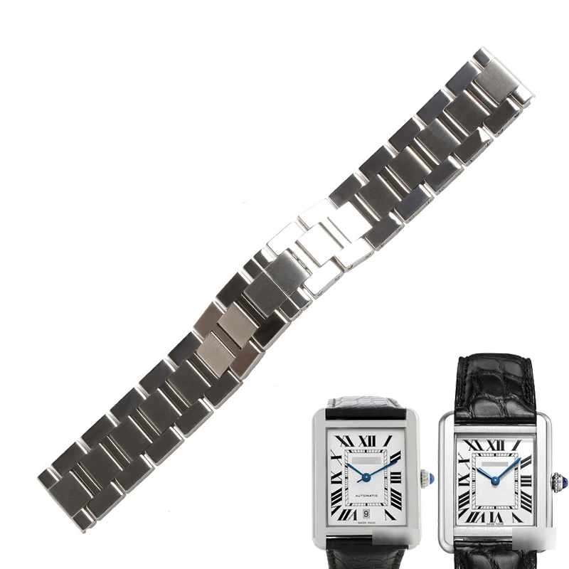 WENTULA cinturini per CARTIER DAL CARRO ARMATO SOLO RONDE W5200027 WSTA0029  WSTA0028 W1018355 in acciaio inox banda solid|Watchbands| - AliExpress