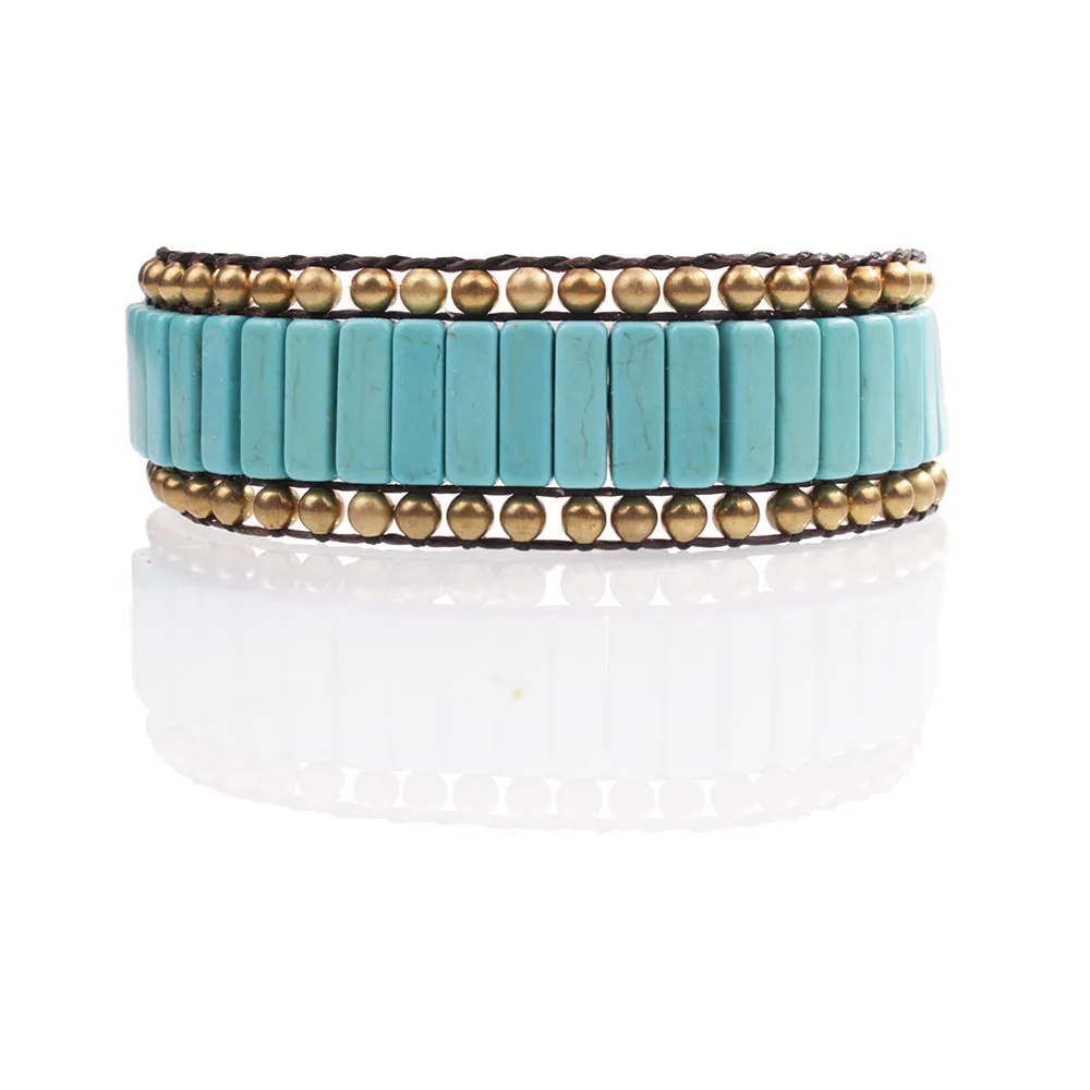 

bohemian summer surf bracelet wide Thai waxed waterproof thread braided copper beaded bell bracelets for women pulseira feminina