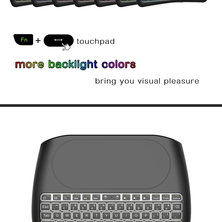 7 цветов с подсветкой D8 Pro 2,4 ггц беспроводная мини-клавиатура английский русский Air mouse тачпад контроллер для Android tv BOX PC i8 plus