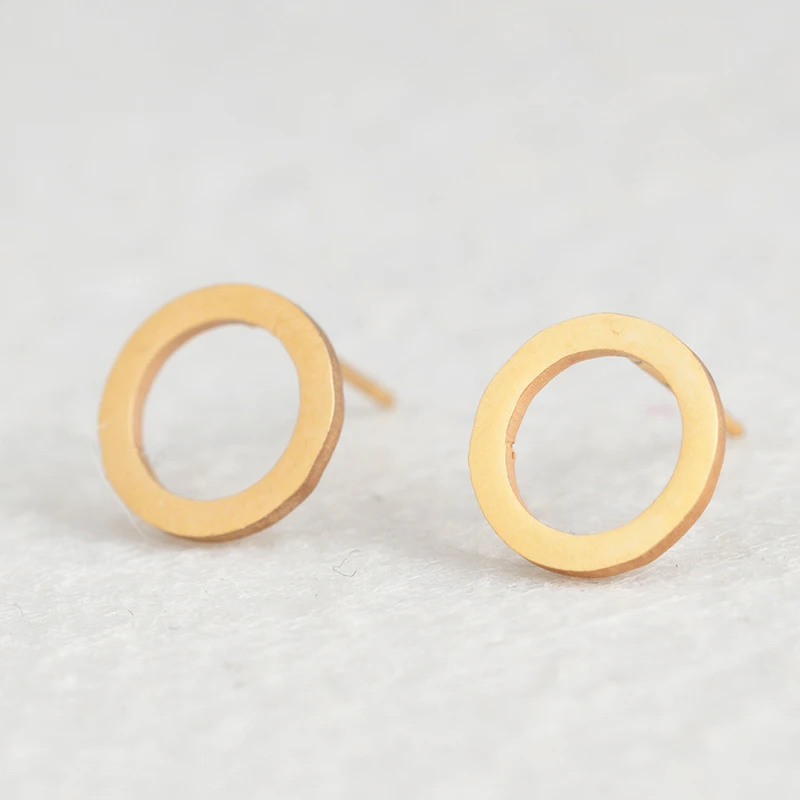 

Female Stainless Steel Golden Sliver colour Circular Stud Earrings Cute Mini Stud Earrings For Girls Minimalist Jewelry