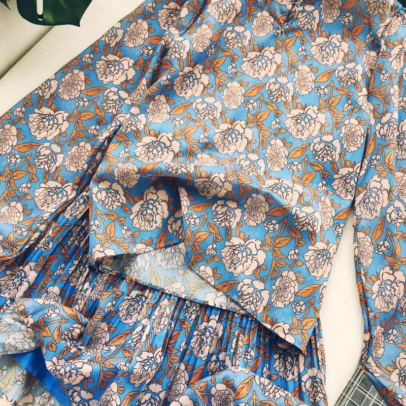 Korobov винтажный цветочный принт с пышными рукавами Корейская Блузка+ высокая эластичная талия оборки мини юбки женские наборы пляжные костюмы 77679