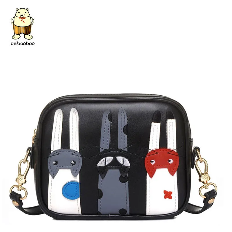 

Beibaobao Women Messenger Bags girls shoulder bag Cartoon Printing Design Lovely Cross-body Bags Leather clutch bolsas fashion