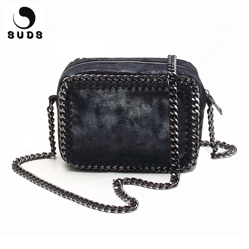 

SUDS Brand 2018 PU Leather Women Shoulder Bag Crossbody Bag Designer Vintage Knitting Chains Small Flap Bags Women Messenger Bag