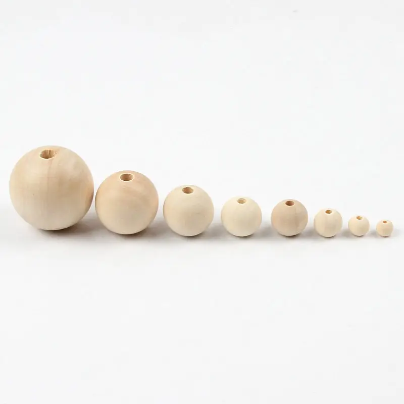 

Wood Color Round Wooden Beads Smooth Multiple Sizes Loose Beads DIY Handmade Children's Toys Jewelry Accessories