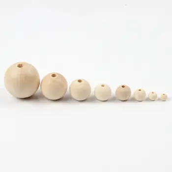 

Wood Color Round Wooden Beads Smooth Multiple Sizes Loose Beads DIY Handmade Children's Toys Jewelry Accessories