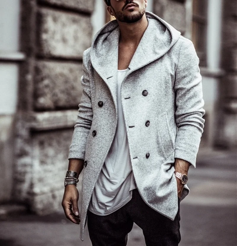 Preise ZOGAA 2018 Herren Graben Mantel Lange Wolle Mantel Zweireiher Herbst Mit Kapuze Mantel Männer Windjacke Casual Jacke Männer Outwear