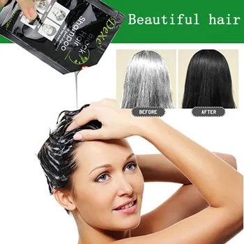 

10pcs Black Hair Shampoo Dyeing Hair In Black Herb Natural Fast Black Hair Restoring Dye Shampoo