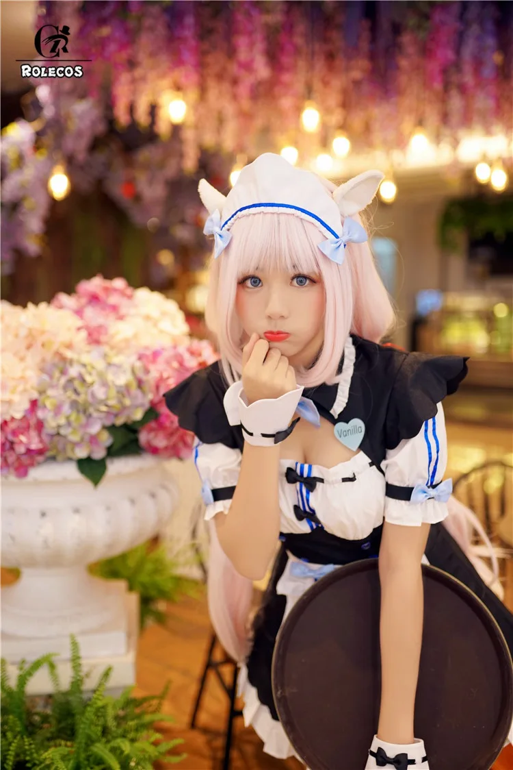 ROLECOS игра Nekopara Косплей Костюм Chocola Cat Косплей ванильный костюм платье-передник костюм горничной женское платье