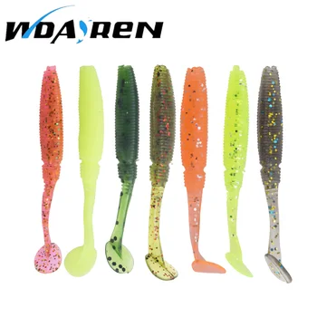 

WDAIREN 20 pcs/pack Fishing Lure 5.6CM/0.8g T Tail Fish SwimBait plastic worm carp fishing soft artificial bait FA-049