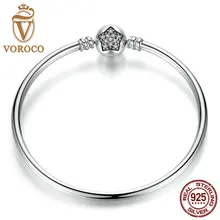 Auténticos 100% Plata Esterlina 925 Cadena de La Serpiente Del Brazalete y Pulsera Pavimenta La Estrella Cubic Zirconia CZ Joyería S901
