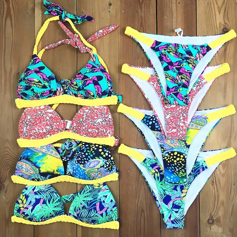 Printed 7 Colors S XL Plus Size Bright Colors Sexy Bikinis for Women
