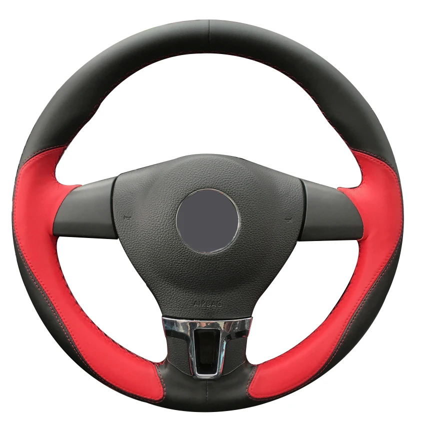 Черные кожаные красные кожаные чехлы на руль для Volkswagen Tiguan Lavida Passat B7 Jetta Mk6 автомобильные чехлы на руль