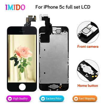 

10Pcs AAA Quality Full Set For iPhone 5C LCD Display Home button+Front camera Touch Screen Digitizer Assembly Free DHL Shipping