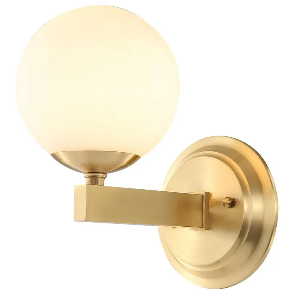

New Modern Glass Ball Copper Bedroom Bedsides Wall Lights American Simple Copper Stair Case Corridor Wall Lamp