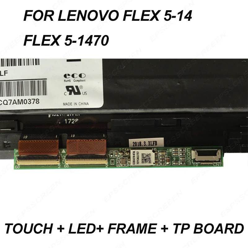  replace For Lenovo IdeaPad FLEX 5-14 5-1470 5-1480 panel+touch+frame 14'' IPS FHD HD LED LCD Screen