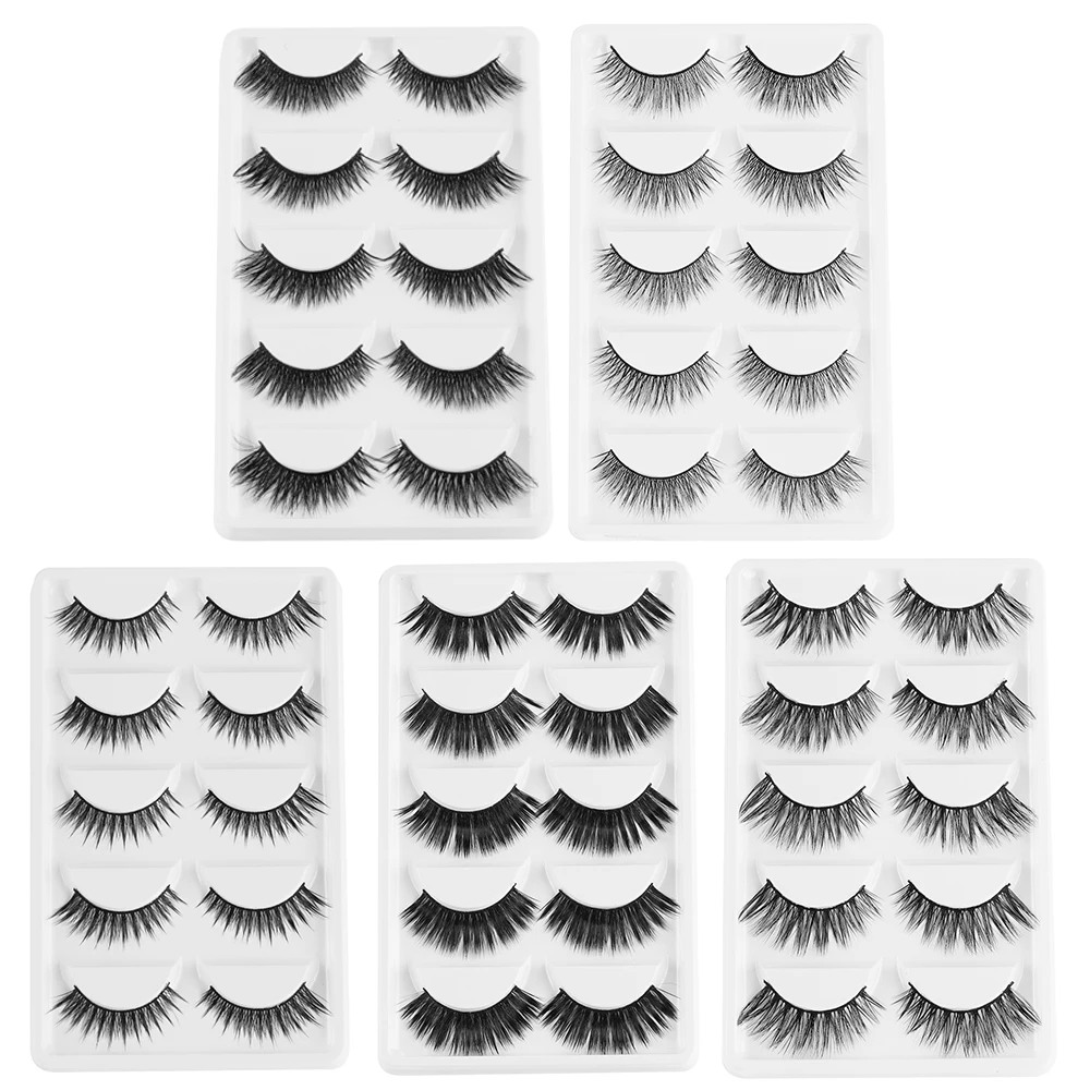 

5 Pairs Eyelashes False Eyelash Handmade Crossing False Eyelashes Long Black Soft Fake Eyelashes Extension Big Eyes Makeup Tools