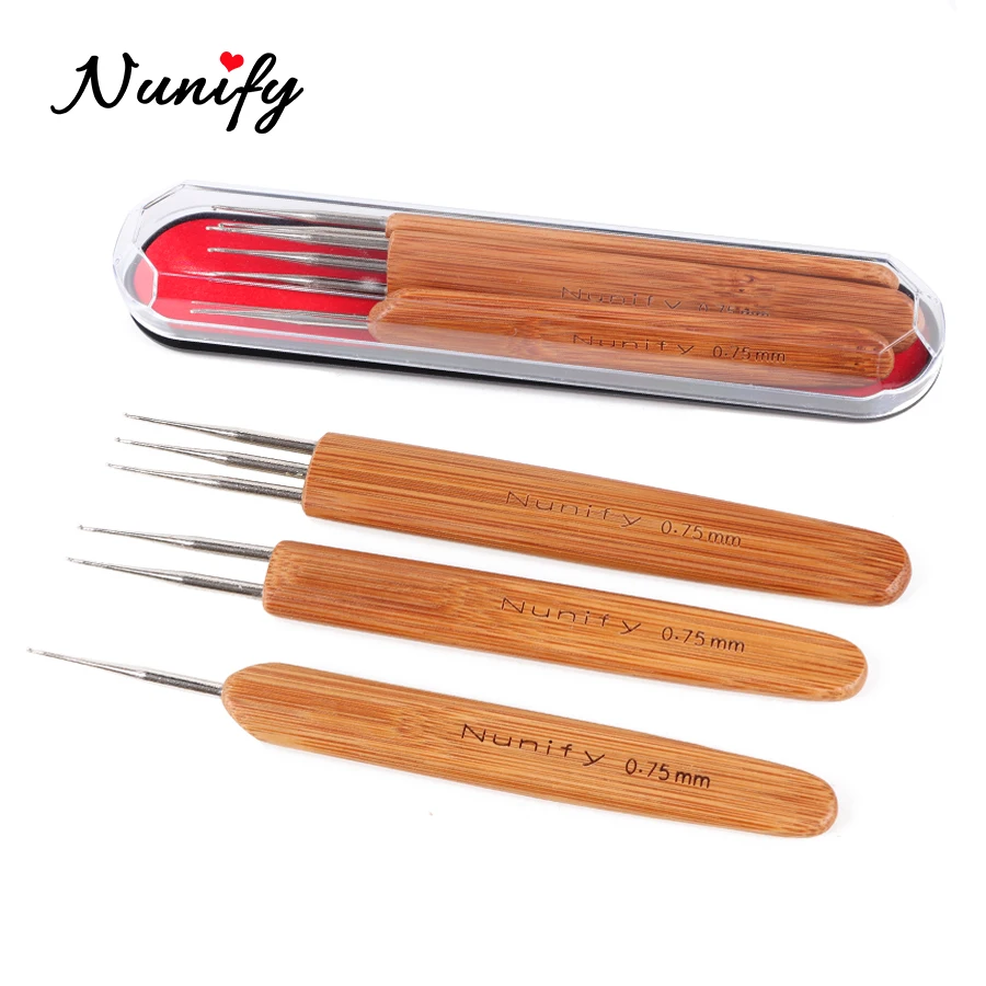 

Nunify Professional 0.5Mm 0.75Mm Wooden Dreadlock Needles, 3Pcs Dreadlock Crochet Hook Soft Touch Steel Crochet Hook For Braids